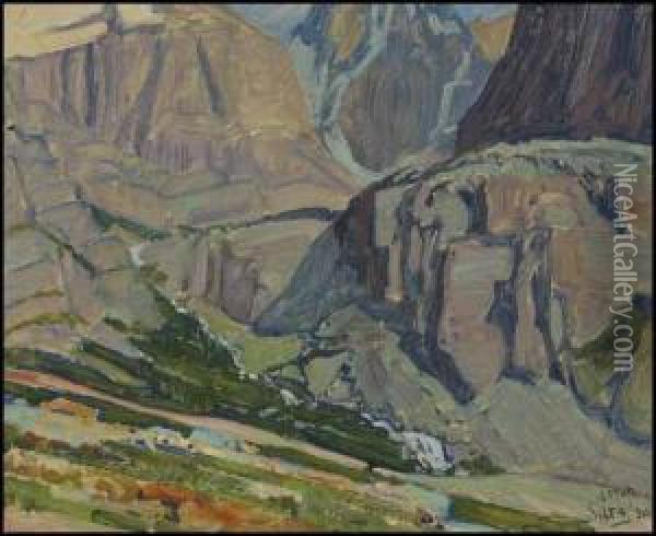 Valley And Stream, Oesa Trail, Lake O'hara Oil Painting - James Edward Hervey MacDonald