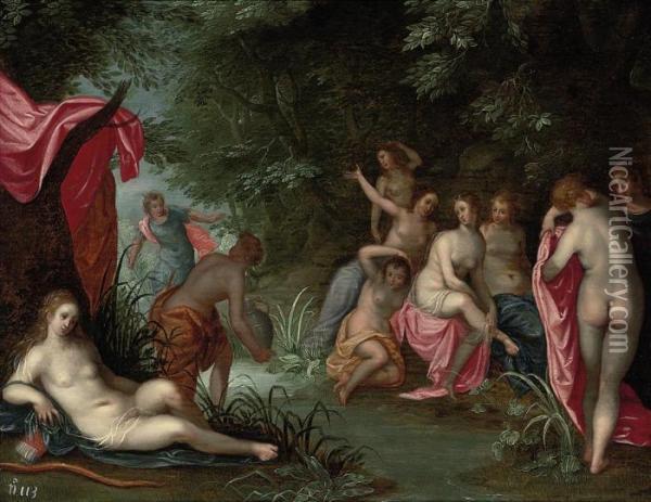 Diana And Actaeon Oil Painting - Hendrik van Balen