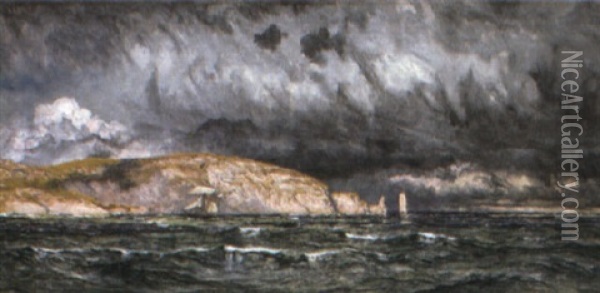 Off Old Harry's Rock Oil Painting - John Brett