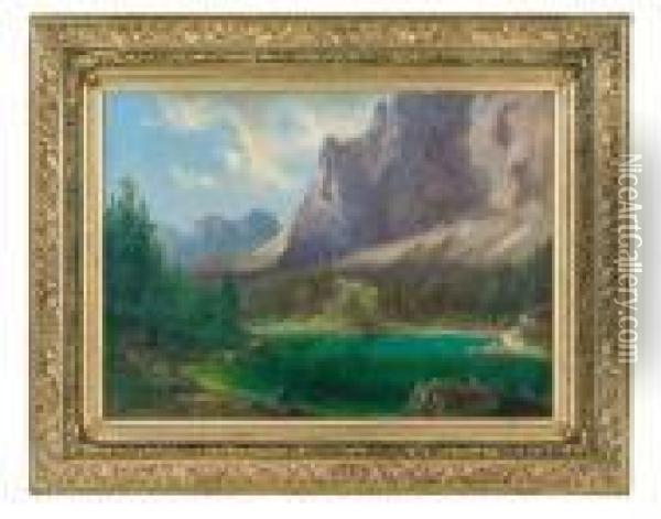 Landschaftsmaler Mit Vorwiegend Alpenlandschaften Tatig)gebirgssee Oil Painting - Carl Hasch