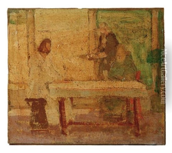 Study For Christ At The Home Of Mary And Martha-5 Oil Painting - Henry Ossawa Tanner