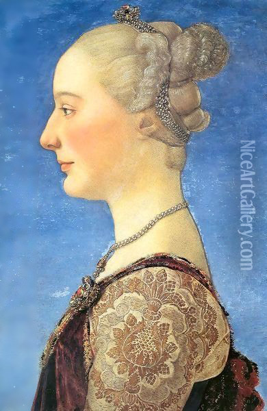 Portrait of a Young Woman c. 1475 Oil Painting - Antonio Pollaiolo
