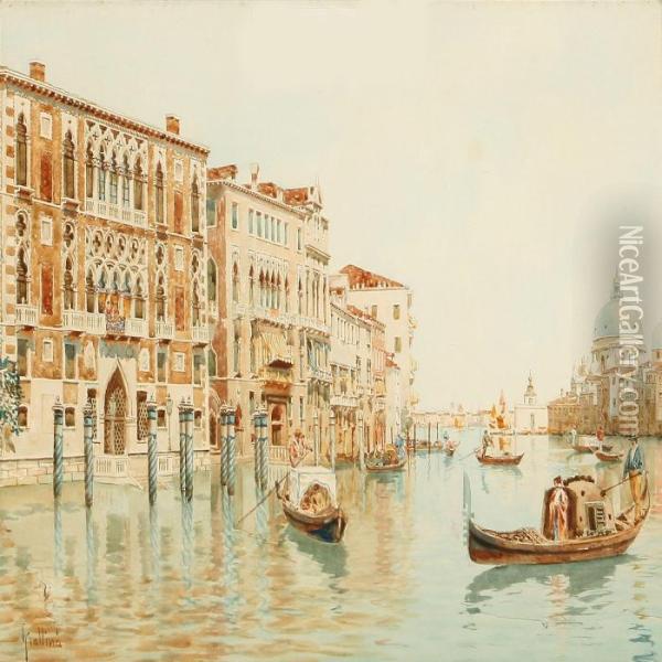 View From Canalgrande In Venice Oil Painting - Angelos Giallina