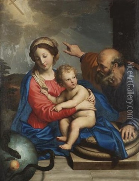 The Holy Family With Symbols Of The Redemption Oil Painting - Pierre Mignard the Elder