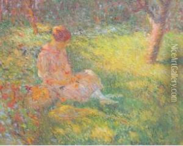 La Femme Dans Le Jardin Oil Painting - E.J. Morton Johnson