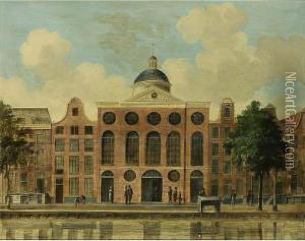 Amsterdam: A View Of The De Duif Church On The Prinsengracht Oil Painting - Fredericus Theodorus Renard