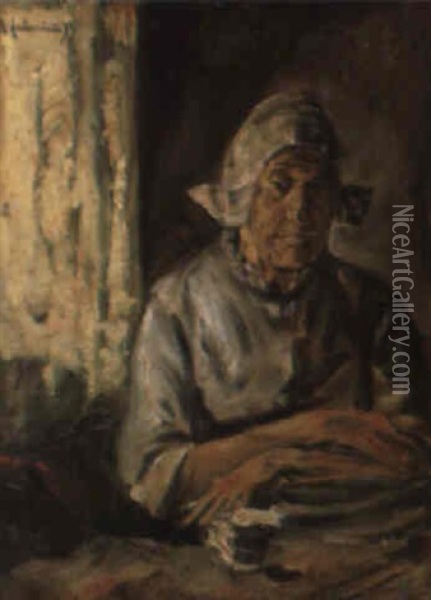 Alte Frau Am Fenster Oil Painting - Max Liebermann
