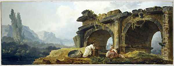Arches in Ruins overdoor Oil Painting - Hubert Robert