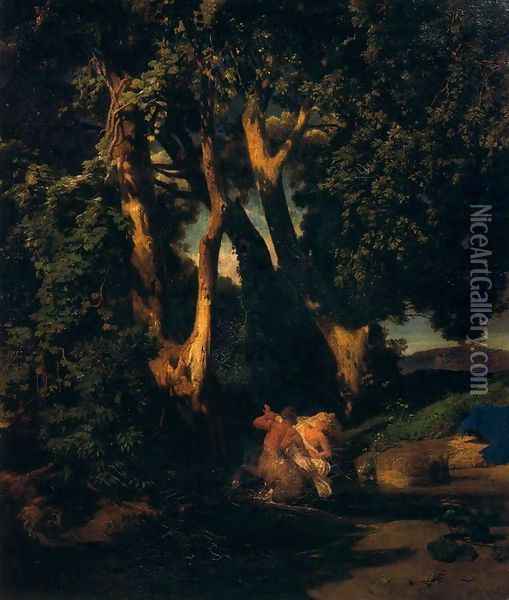 Nymphe et centaure à l'orée d'un bois Oil Painting - Arnold Bocklin
