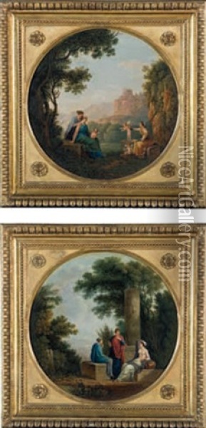 Paesaggi Ideali Con Figure Ispirate Alla Pittura Classica Oil Painting - Carlo Labruzzi