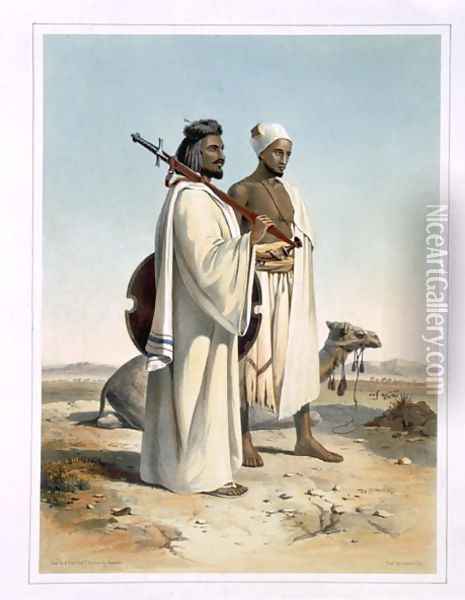 The Ababda, Nomads of the Eastern Thebaid Desert, illustration from The Valley of the Nile, engraved by Freeman, pub. by Lemercier, 1848 Oil Painting - Emile Prisse d'Avennes