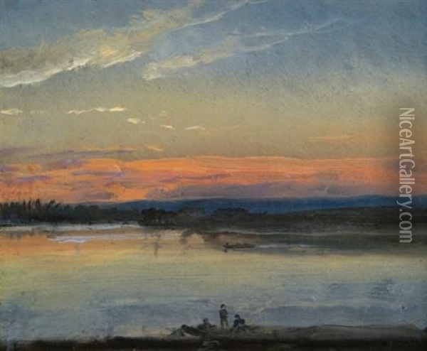 The Elbe In Evening Light Oil Painting - Johan Christian Dahl