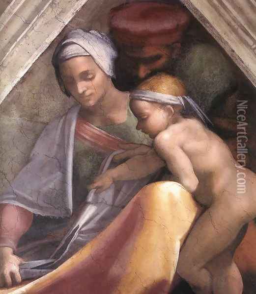 Ancestors of Christ- figures (6) 1511 Oil Painting - Michelangelo Buonarroti