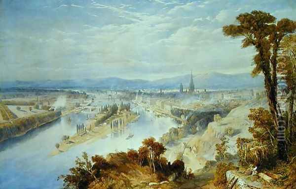 Rouen From St. Catherines Hill, 1849 Oil Painting - Thomas Charles Leeson Rowbotham