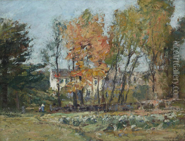 A New Hampshire Farmhouse Oil Painting - Frank Alfred Bicknell