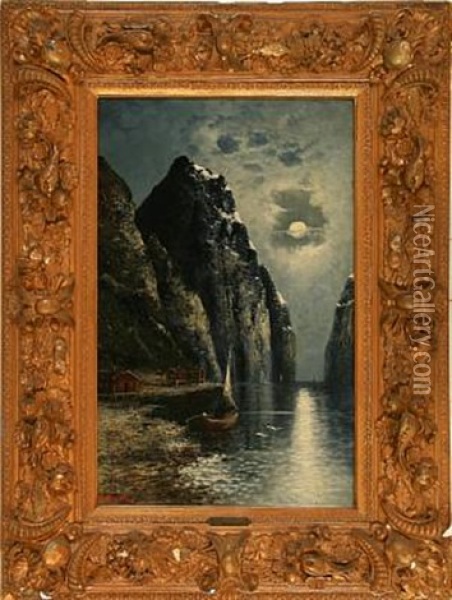 Norwegian Fiords Scenes (pair) Oil Painting - Olav Brysterp
