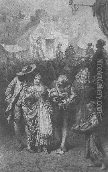 Illustration to Imre Madachs The Tragedy of Man- In London Scene 11 1887 Oil Painting - Mihaly von Zichy