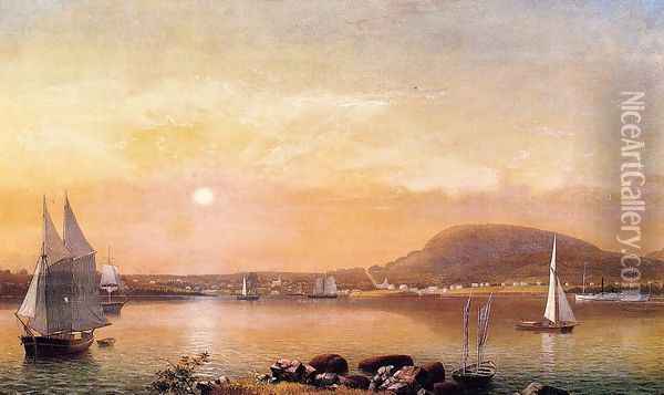 Camden Mountains and Harbor from the North Point of Negro Island Oil Painting - Fitz Hugh Lane