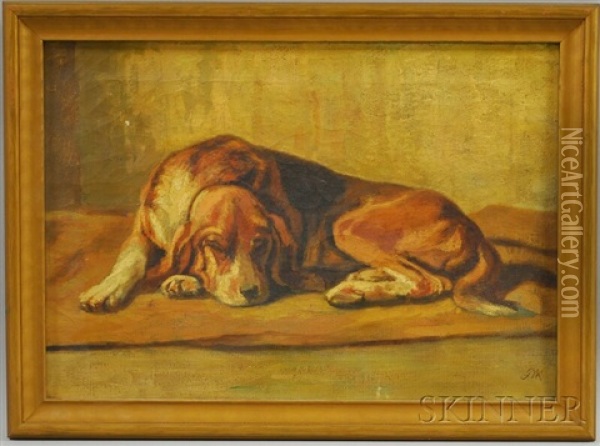 The Sleeping Beagle Oil Painting - Franklin Whiting Rogers