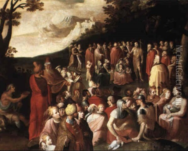 Saint John The Baptist Preaching To The Multitude Oil Painting - Karel van Mander the Elder