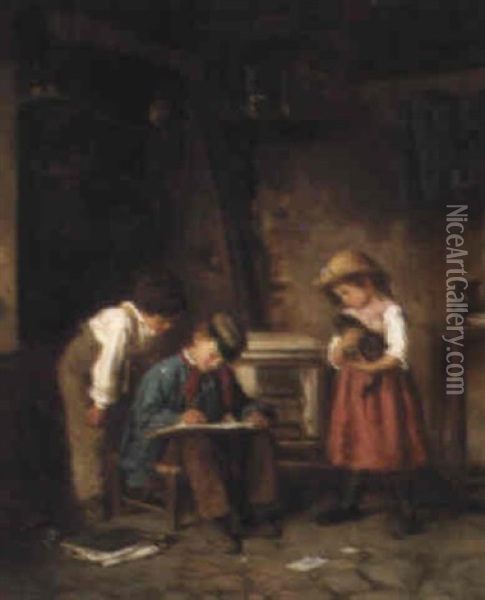 The Young Artist Oil Painting - Theophile Emmanuel Duverger