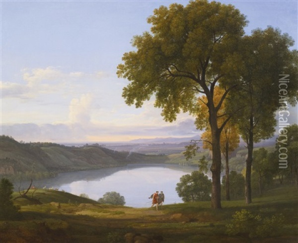View Of Lake Nemi Oil Painting - Nicolas Didier Boguet