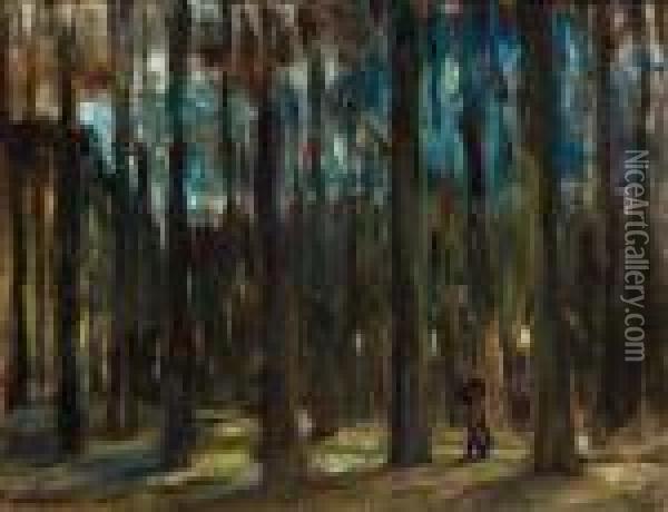 Liebespaar Auf Einem Spaziergang Im Grunewald Oil Painting - Max Liebermann