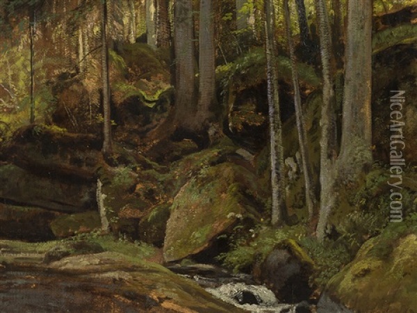 Forest Stream Oil Painting - Iwan Iwanowicz Shishkin
