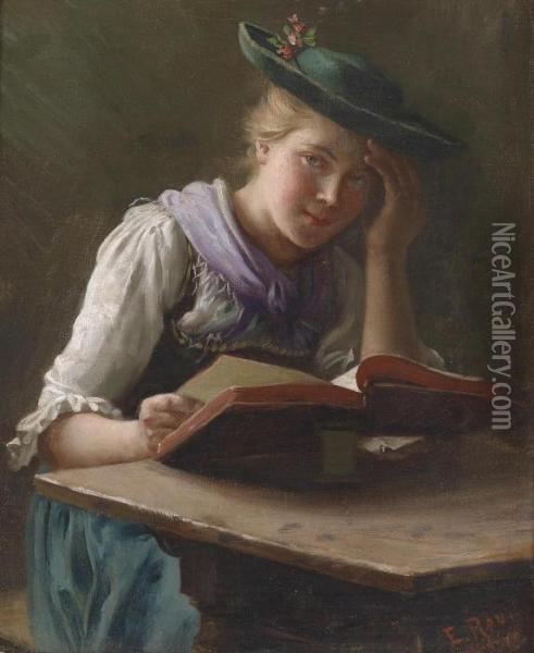 Exciting Reading Oil Painting - Emil Rau