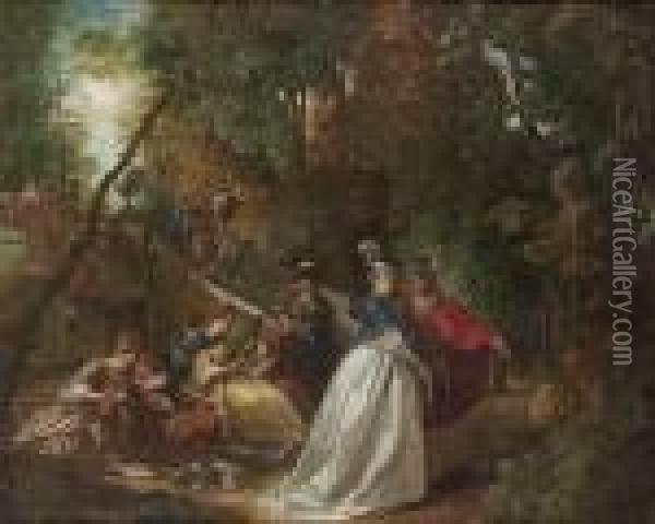 A Fete Champetre Oil Painting - Louis Joseph, Dit Watteau De Lille