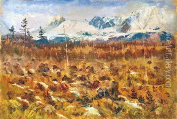Snowy Peakes Oil Painting - Laszlo Mednyanszky