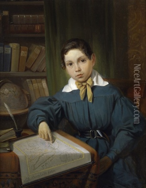 Der Junge Geograph Oil Painting - Pieter Gerardus Bernhard