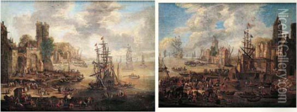 Scenes De Ports Mediterraneens Oil Painting - Pieter III Casteels
