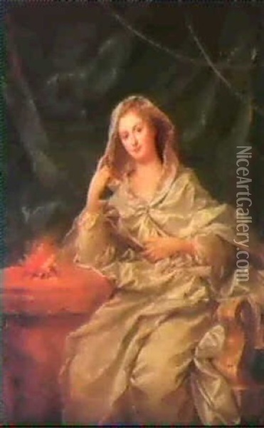 Portrait De Femme En Vestale Oil Painting - Carle van Loo