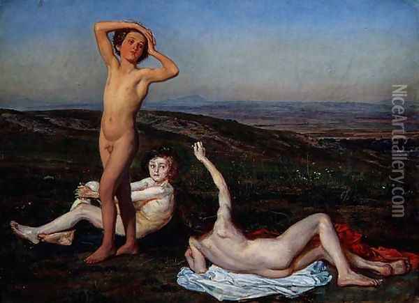 Three Naked Boys Oil Painting - Alexander Ivanov
