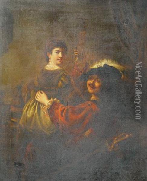 Autorretrato Con Saskia (copia) Oil Painting - Rembrandt Van Rijn