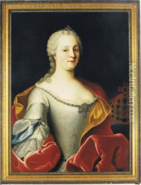 Portrait Of Empress Maria Theresa Of Austria Oil Painting - Martin II Mytens or Meytens