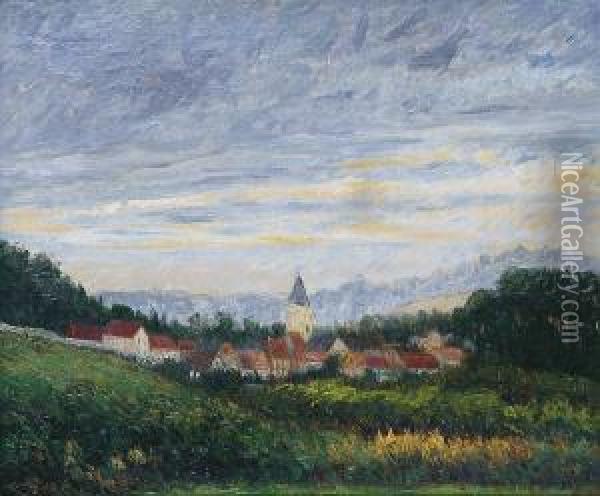 Le Petit Village Oil Painting - Eugene Meunier, Dit Murer