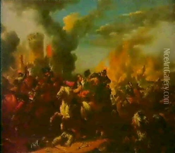 Reiterschlacht Im Osterreichischen Erbfolgekrieg Oil Painting - August Querfurt