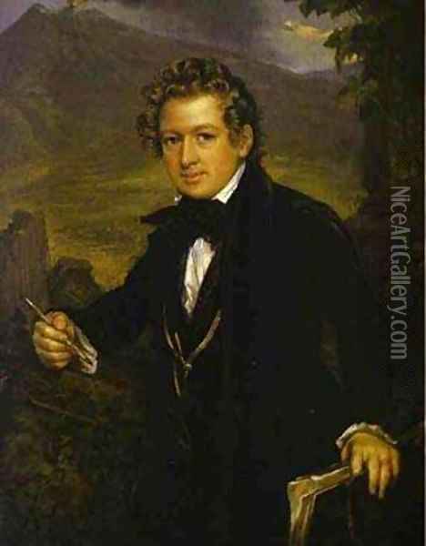 Portrait Of Karl Brulloff 1836 Oil Painting - Vasili Andreevich Tropinin