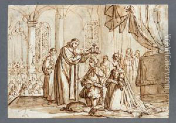 The Crowning Of William And Mary In Westminster Abbey Oil Painting - Jan Luyken