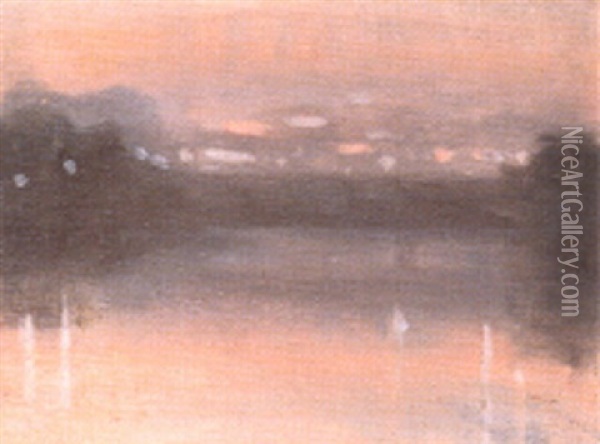 Bridge Over The Yarra Oil Painting - Clarice Marjoribanks Beckett