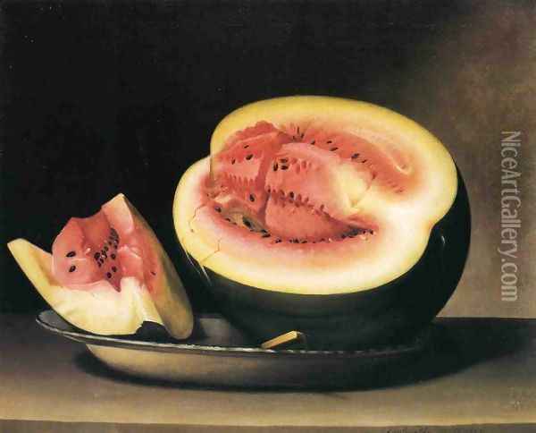Still Life with Watermelon I Oil Painting - Raphaelle Peale