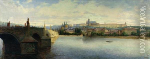 View On Hradcany And Charles Bridge Oil Painting - Jan Minarik