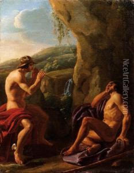Mercurio Ed Argo Oil Painting - Michelangelo Cerqouzzi