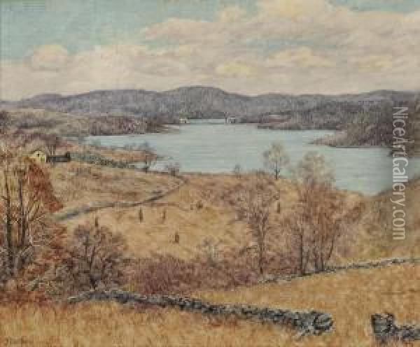 Autumn Landscape With Lake Oil Painting - Elliot Bouton Torrey