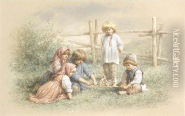 Children At Play Oil Painting - Wilhelm Amandus Beer