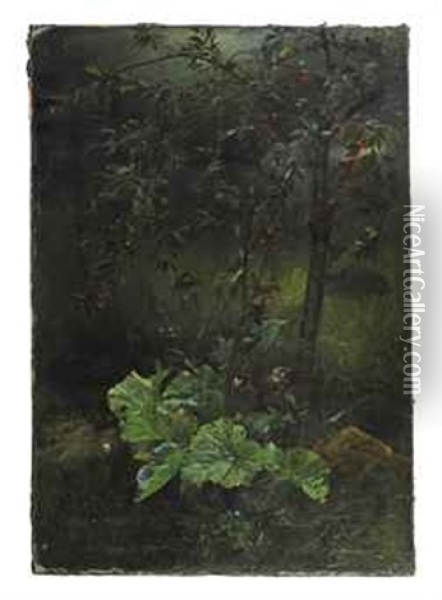 Untitled (birds Feeding On Berries) Oil Painting - Alfred Emile Mery