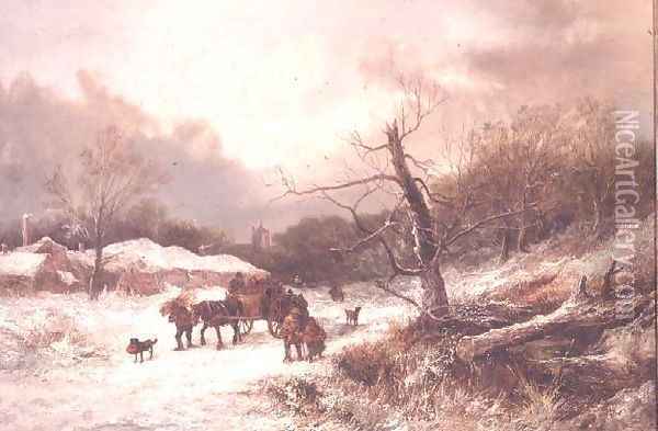 Winter on the borders of Sherwood Forest Oil Painting - John Snr. Holland