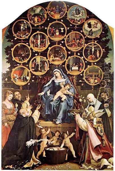 Madonna of the Rosary 2 Oil Painting - Lorenzo Lotto